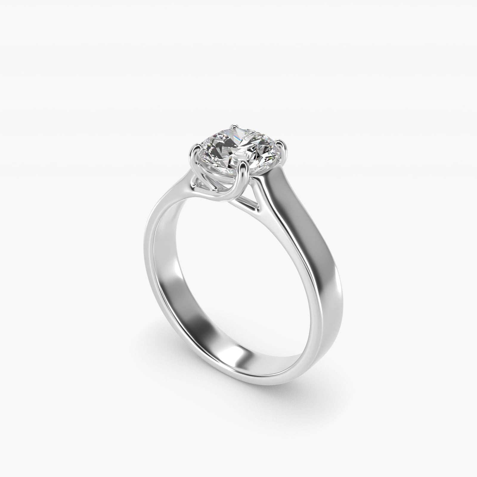 Cross Prong Solitaire Engagement Ring In 14K White Gold By James Allen - Round Center