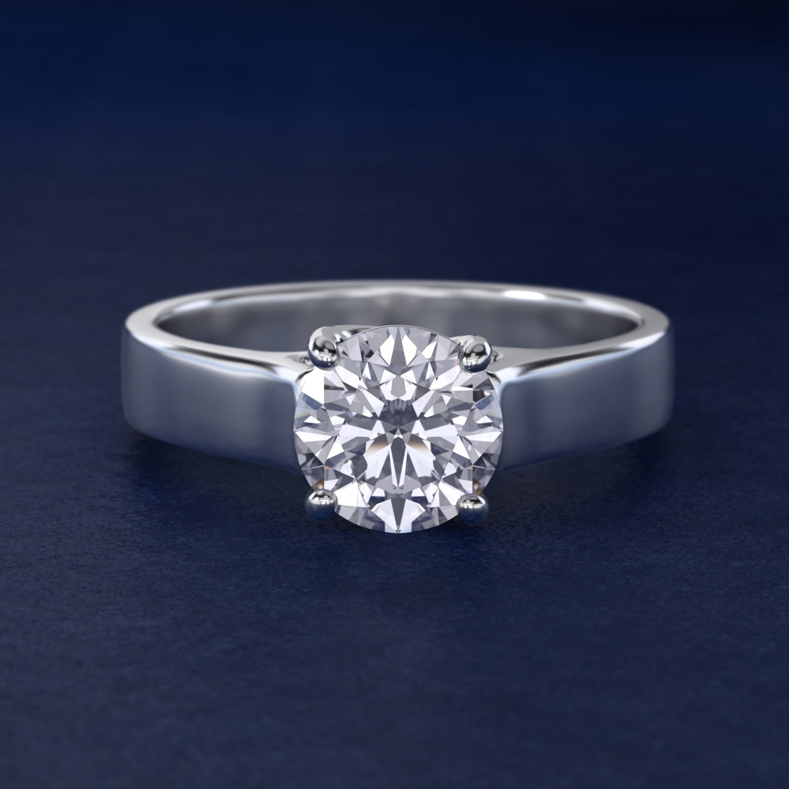 Cross Prong Solitaire Engagement Ring In 14K White Gold By James Allen - Round Center