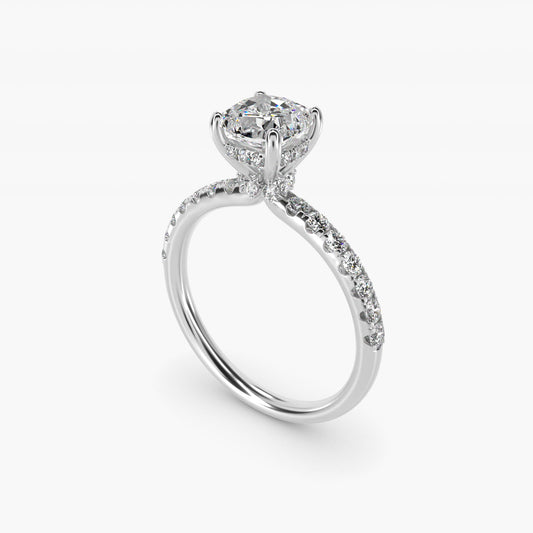 Crown PavŽ Hidden Halo Diamond Engagement Ring In 14K White Gold By James Allen - Cushion Center