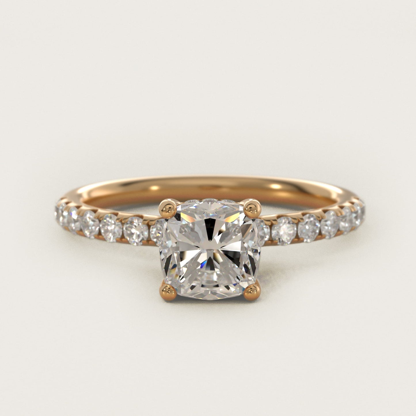 Crown PavŽ Hidden Halo Diamond Engagement Ring In 14K Yellow Gold By James Allen - Cushion Center