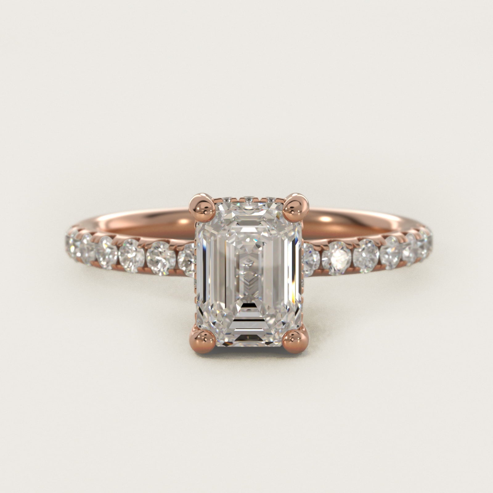 Crown PavŽ Hidden Halo Diamond Engagement Ring In 18k Rose Gold By James Allen - Emerald Center
