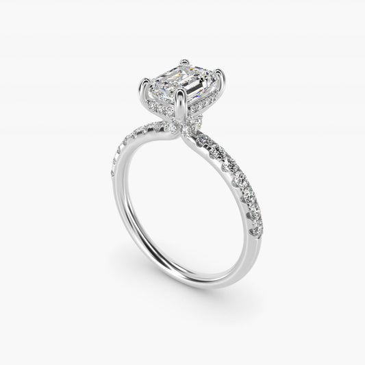 Crown PavŽ Hidden Halo Diamond Engagement Ring In 18k White Gold By James Allen - Emerald Center