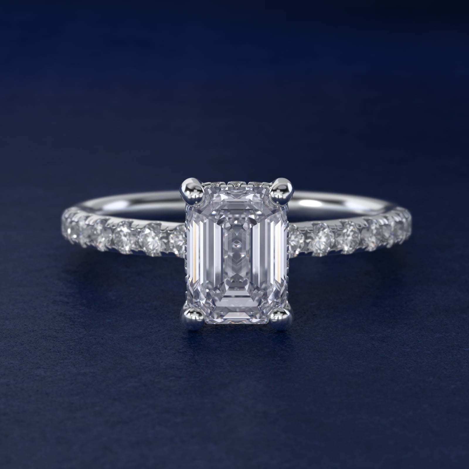 Crown PavŽ Hidden Halo Diamond Engagement Ring In 14K White Gold By James Allen - Emerald Center
