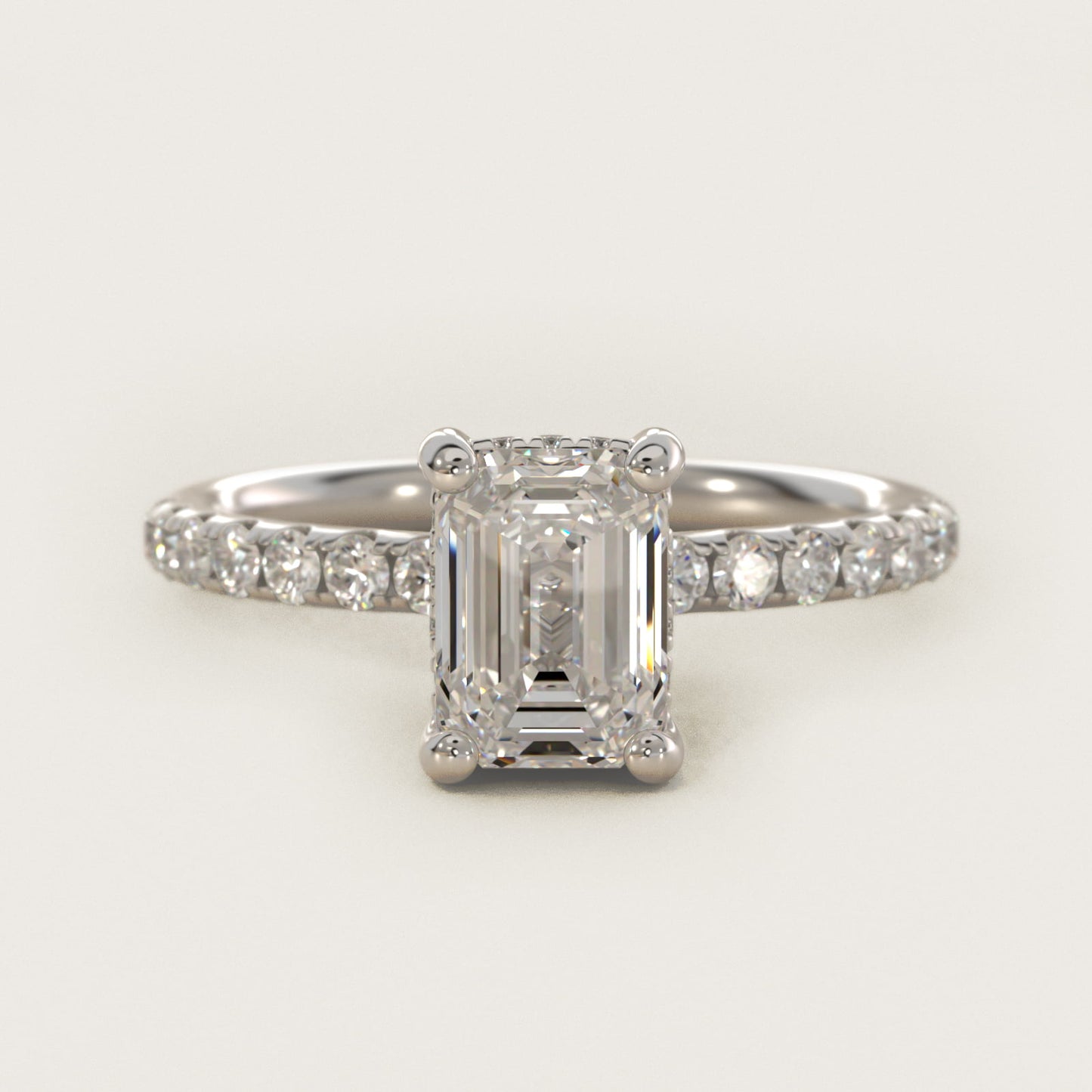 Crown PavŽ Hidden Halo Diamond Engagement Ring In 18k White Gold By James Allen - Emerald Center