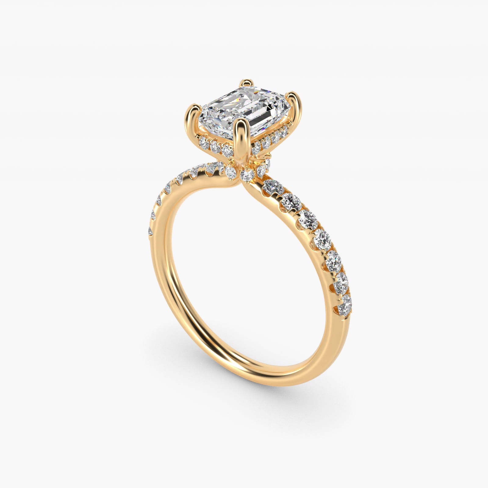 Crown PavŽ Hidden Halo Diamond Engagement Ring In 14K Yellow Gold By James Allen - Emerald Center