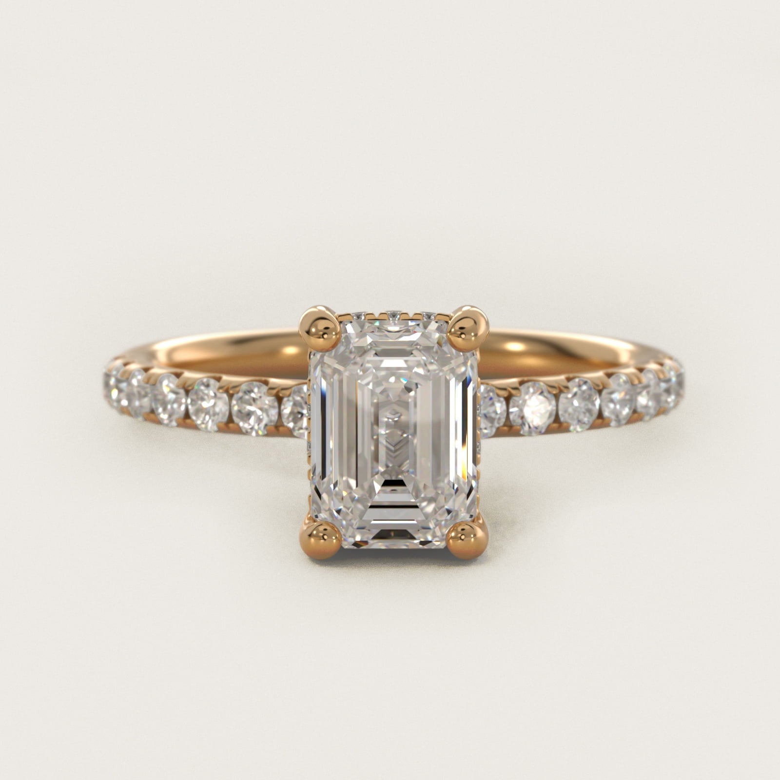 Crown PavŽ Hidden Halo Diamond Engagement Ring In 14K Yellow Gold By James Allen - Emerald Center