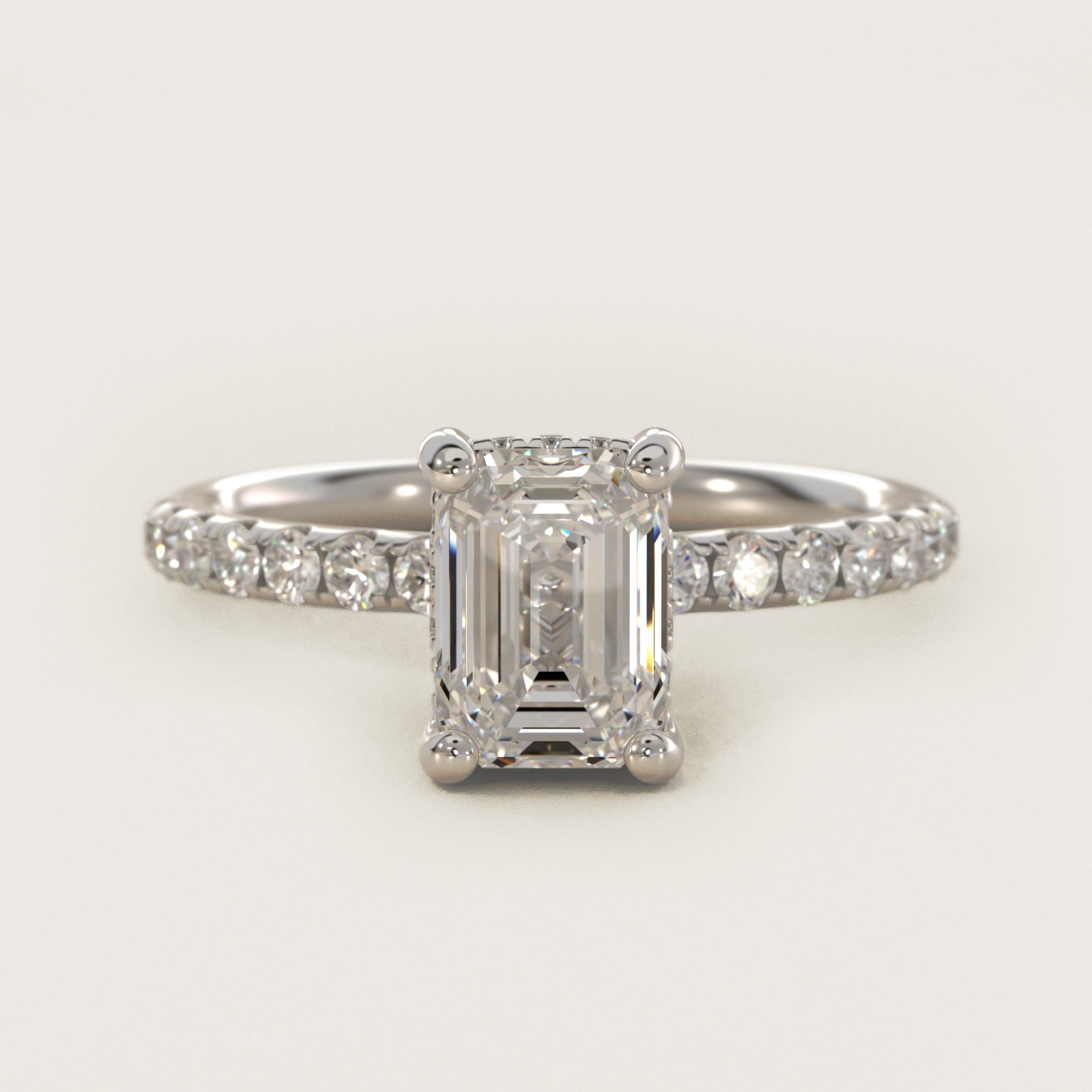 Crown PavŽ Hidden Halo Diamond Engagement Ring In Platinum By James Allen - Emerald Center
