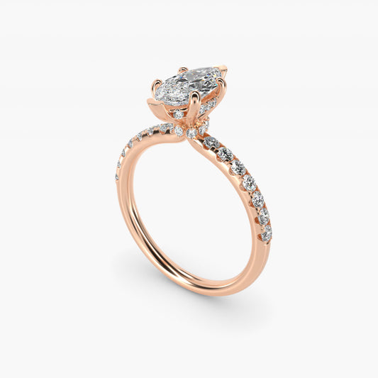 Crown PavŽ Hidden Halo Diamond Engagement Ring In 14K Rose Gold By James Allen - Marquise Center