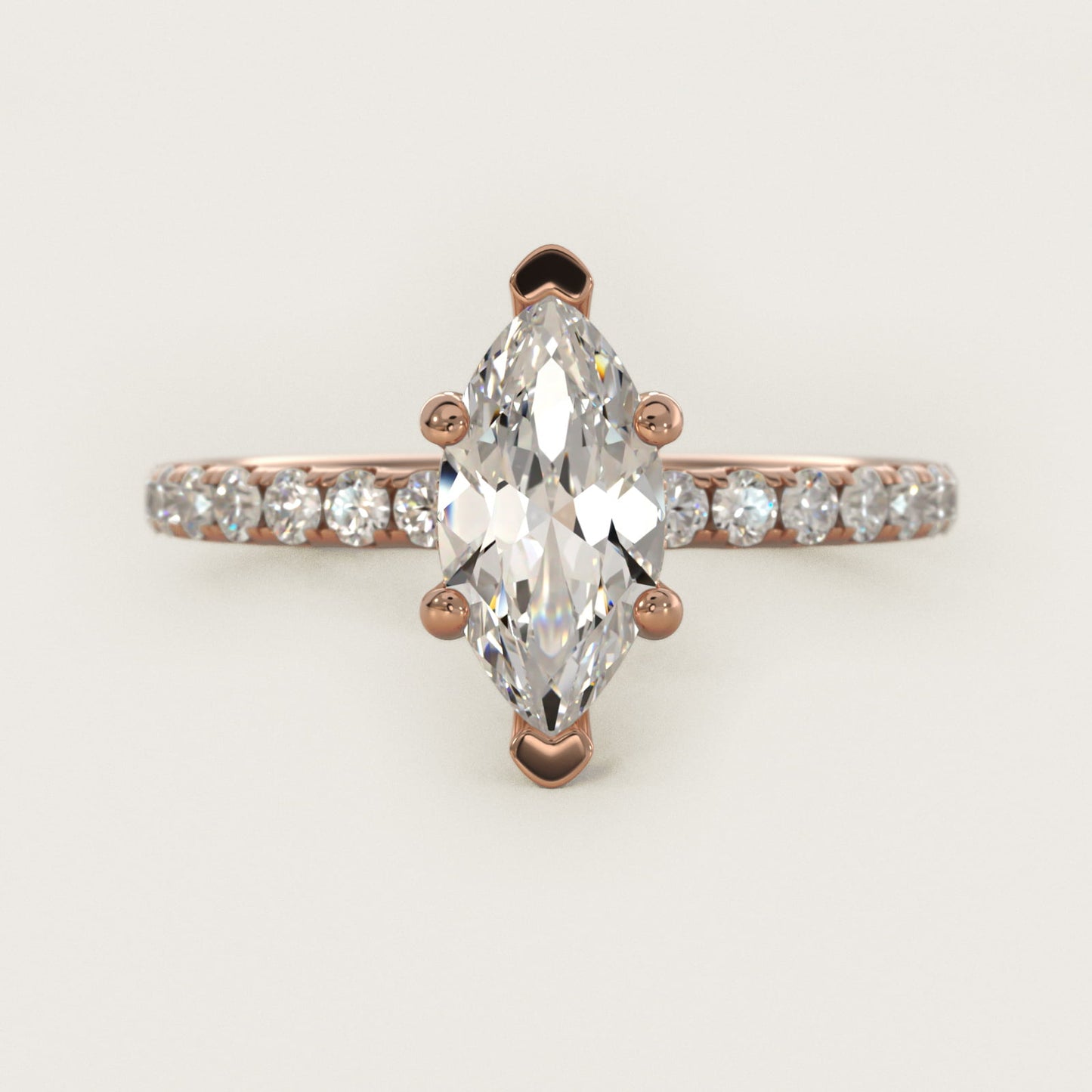 Crown PavŽ Hidden Halo Diamond Engagement Ring In 14K Rose Gold By James Allen - Marquise Center