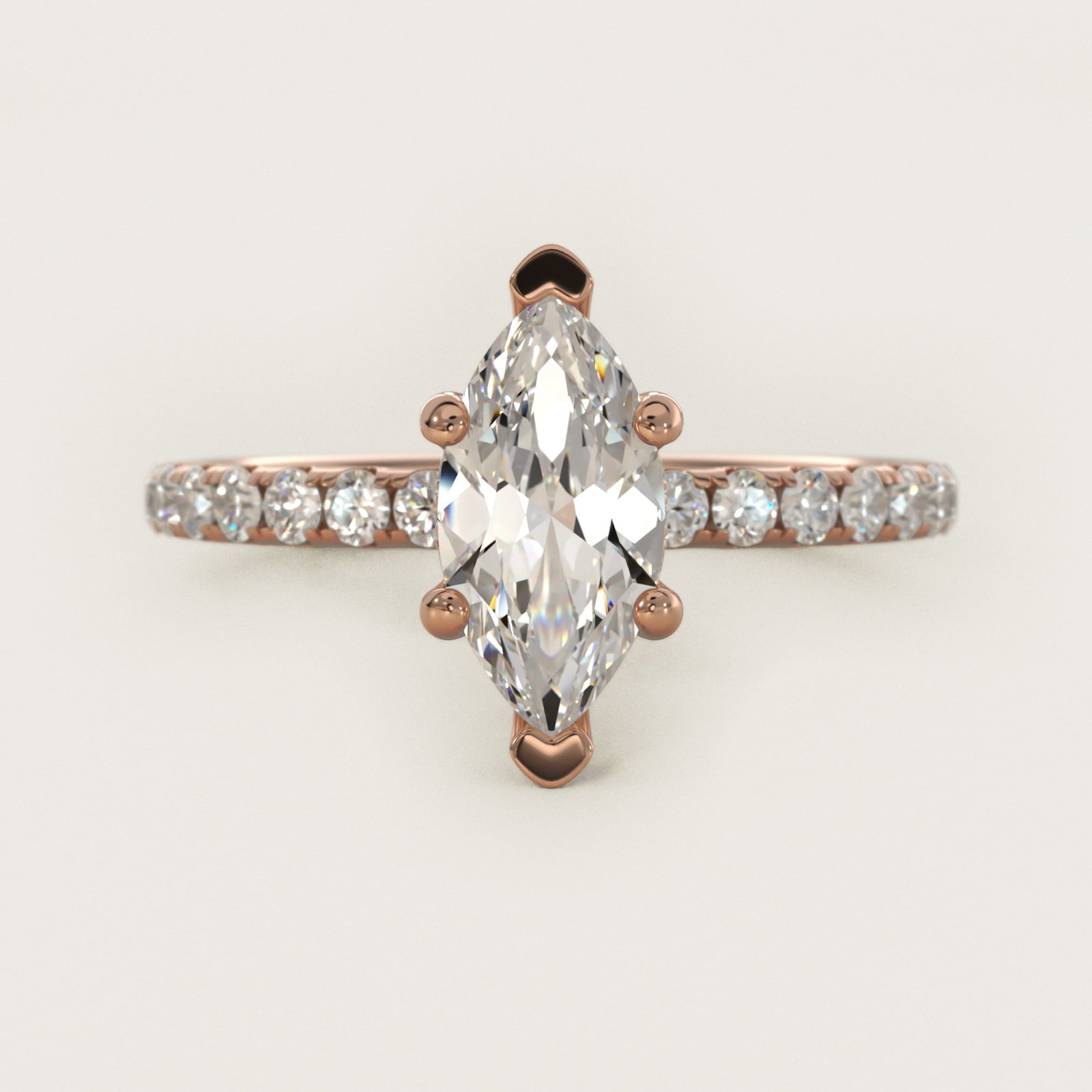 Crown PavŽ Hidden Halo Diamond Engagement Ring In 14K Rose Gold By James Allen - Marquise Center