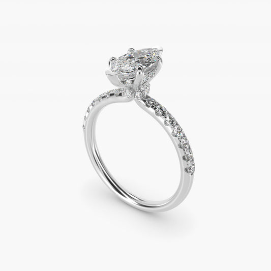 Crown PavŽ Hidden Halo Diamond Engagement Ring In 18k White Gold By James Allen - Marquise Center
