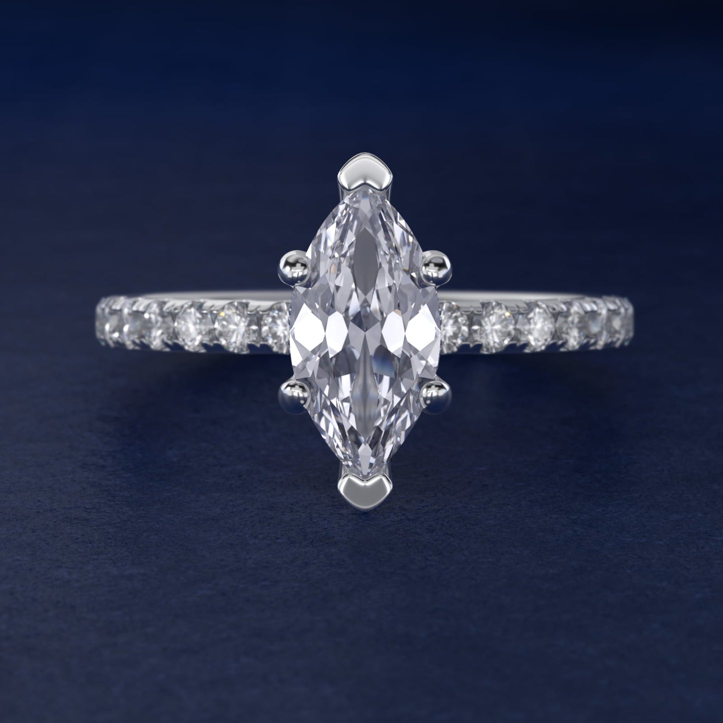 Crown PavŽ Hidden Halo Diamond Engagement Ring In 18k White Gold By James Allen - Marquise Center