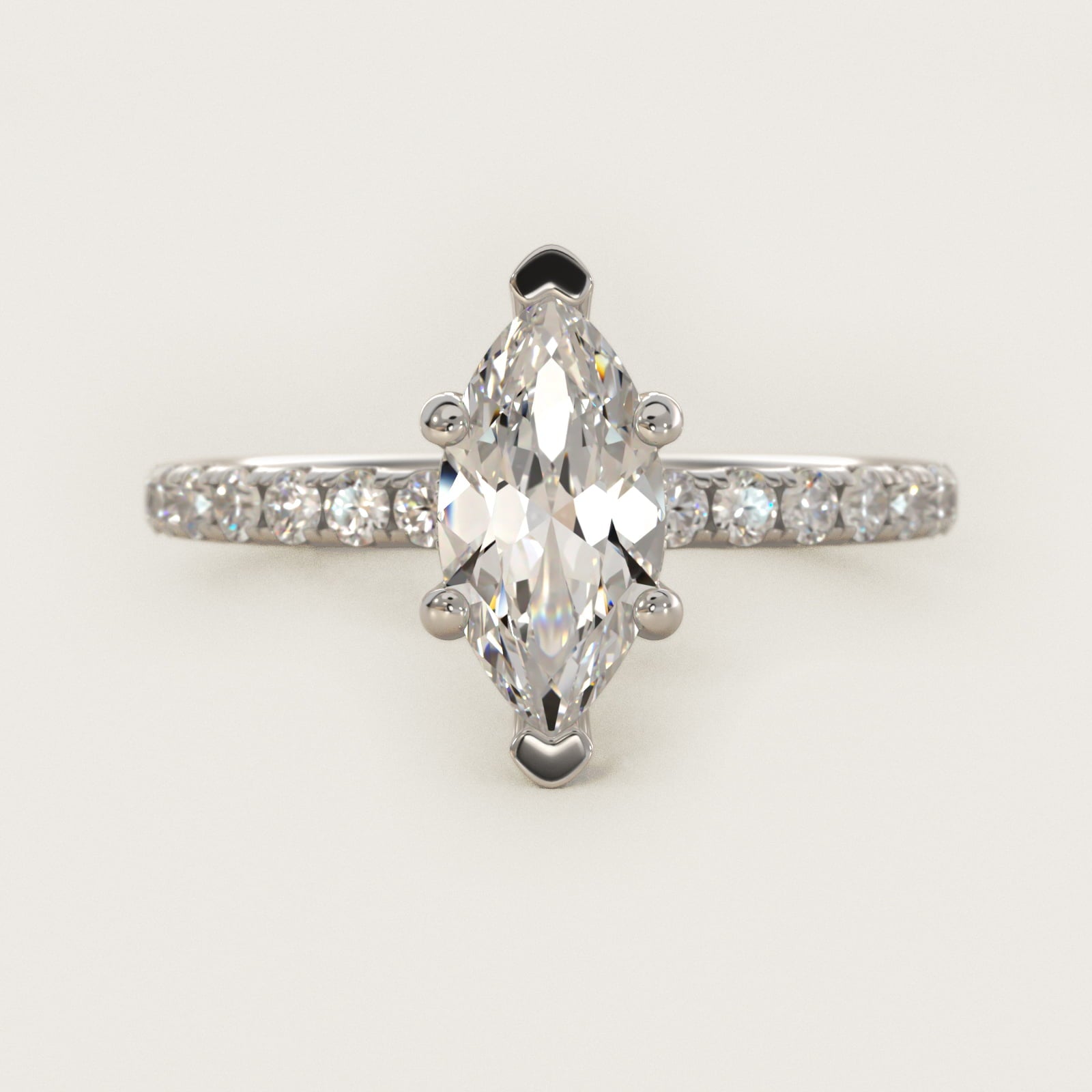 Crown PavŽ Hidden Halo Diamond Engagement Ring In 18k White Gold By James Allen - Marquise Center