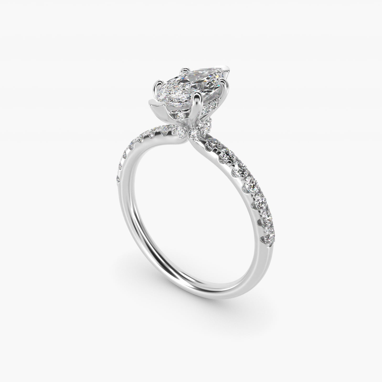 Crown PavŽ Hidden Halo Diamond Engagement Ring In Platinum By James Allen - Marquise Center
