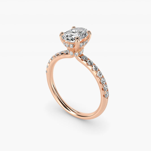 Crown PavŽ Hidden Halo Diamond Engagement Ring In 18k Rose Gold By James Allen - Oval Center