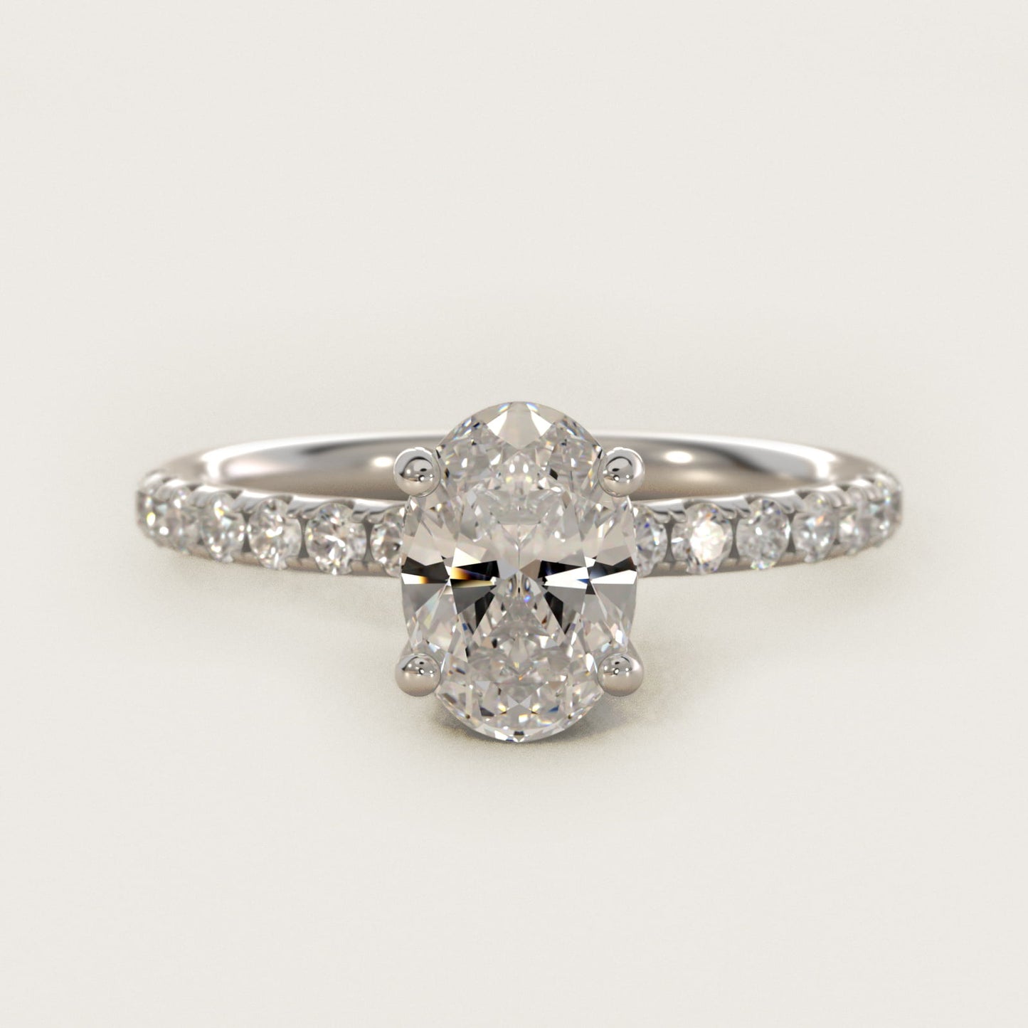 Crown PavŽ Hidden Halo Diamond Engagement Ring In 14K White Gold By James Allen - Oval Center