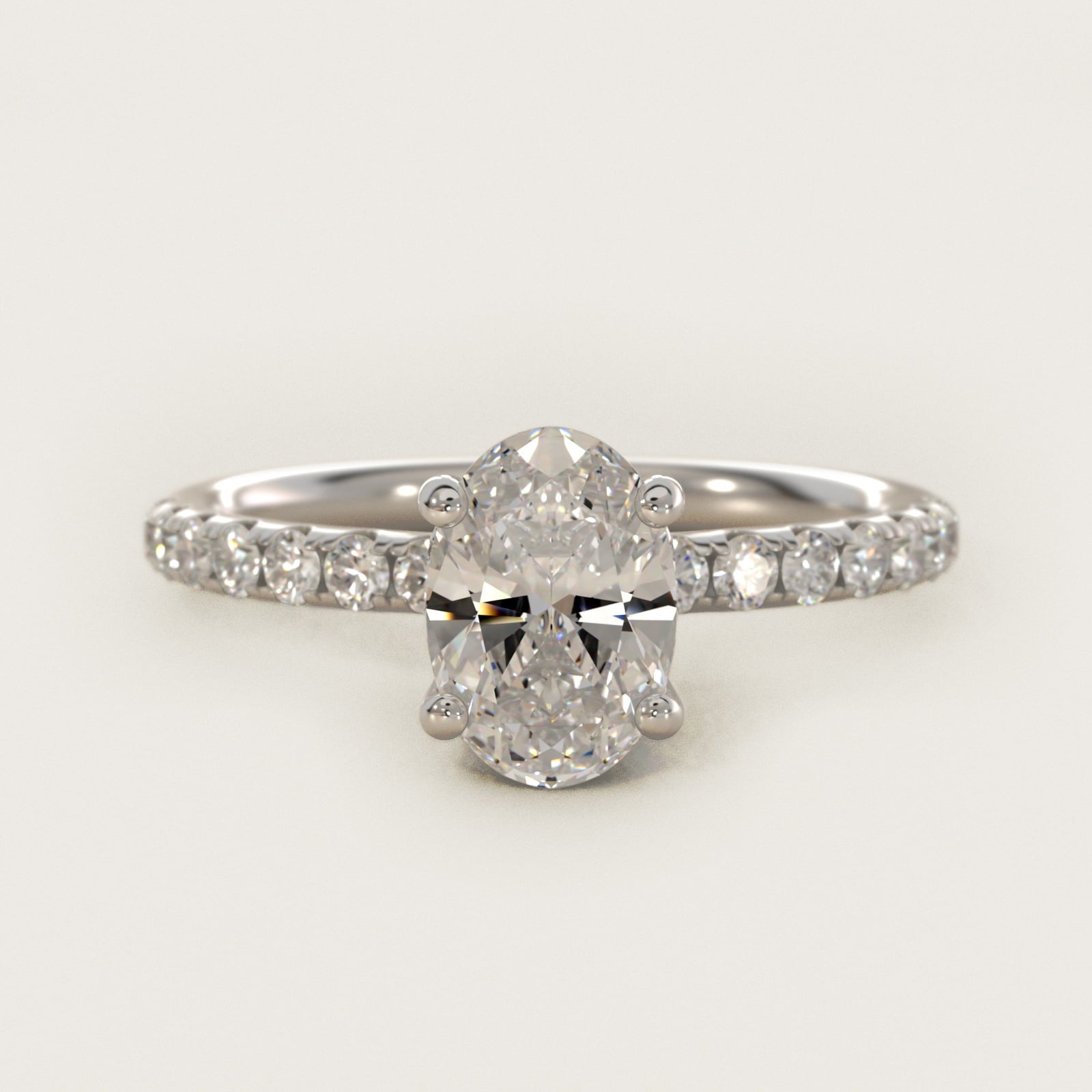 Crown PavŽ Hidden Halo Diamond Engagement Ring In 14K White Gold By James Allen - Oval Center