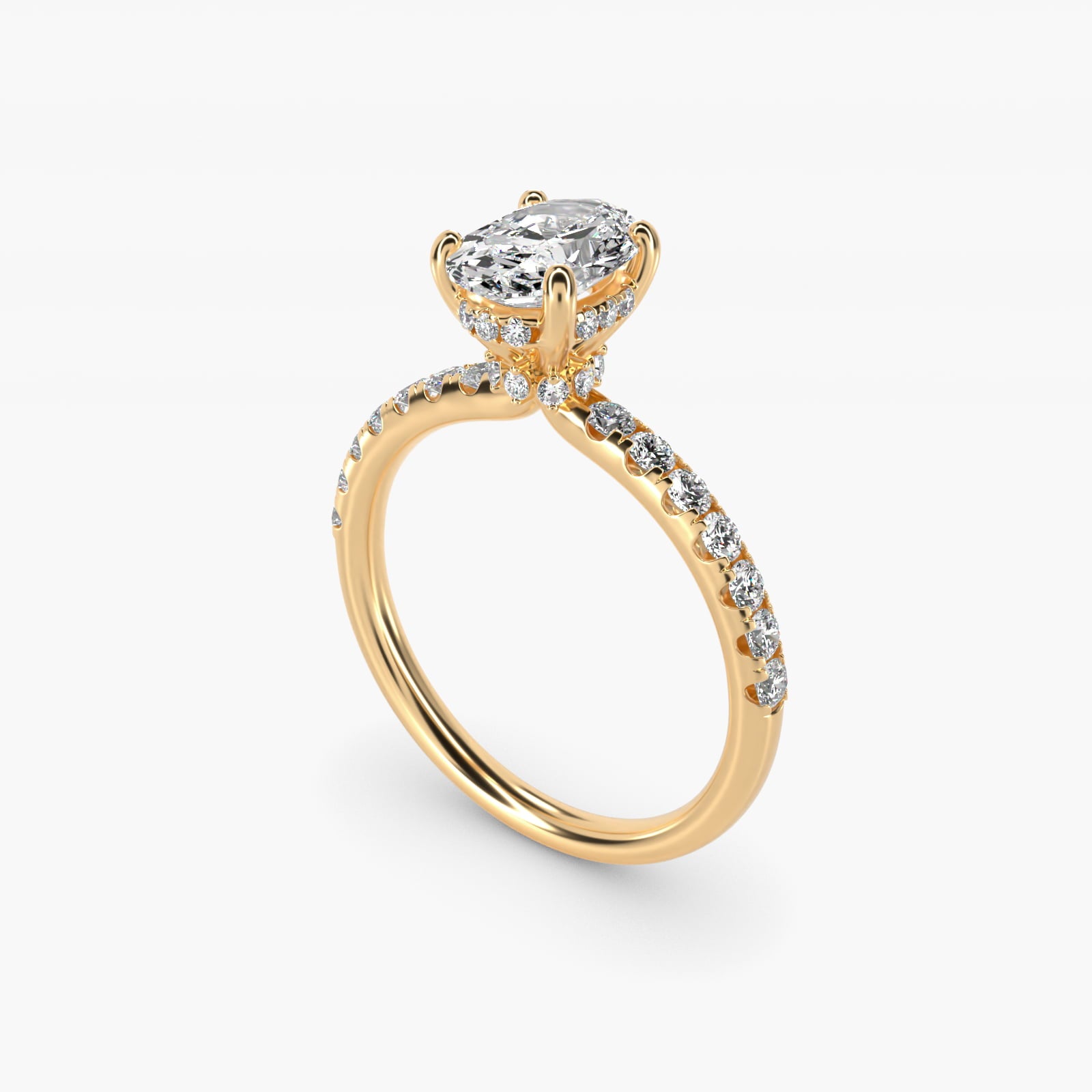 Crown PavŽ Hidden Halo Diamond Engagement Ring In 14K Yellow Gold By James Allen - Oval Center
