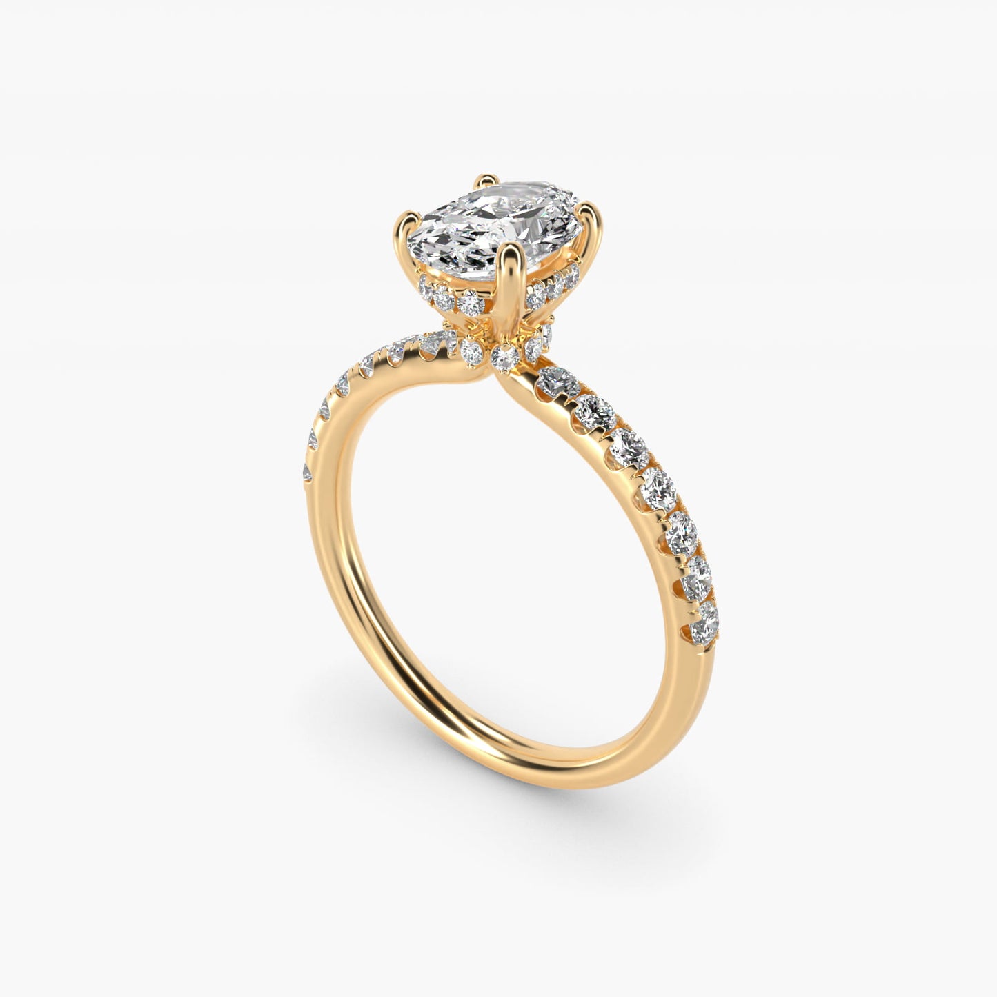 Crown PavŽ Hidden Halo Diamond Engagement Ring In 18k Yellow Gold By James Allen - Oval Center