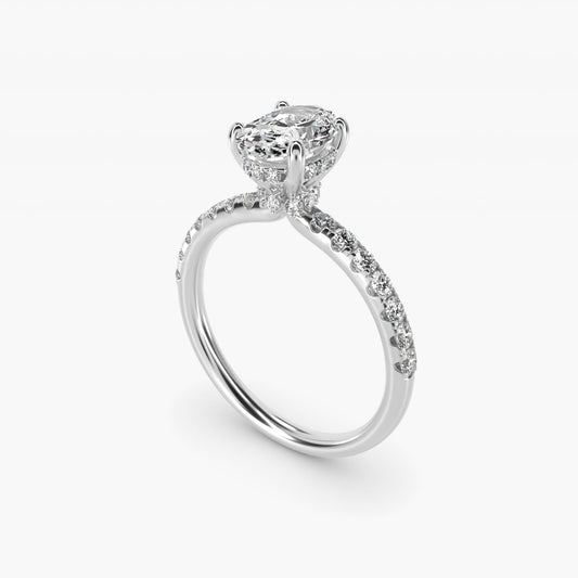 Crown PavŽ Hidden Halo Diamond Engagement Ring In Platinum By James Allen - Oval Center
