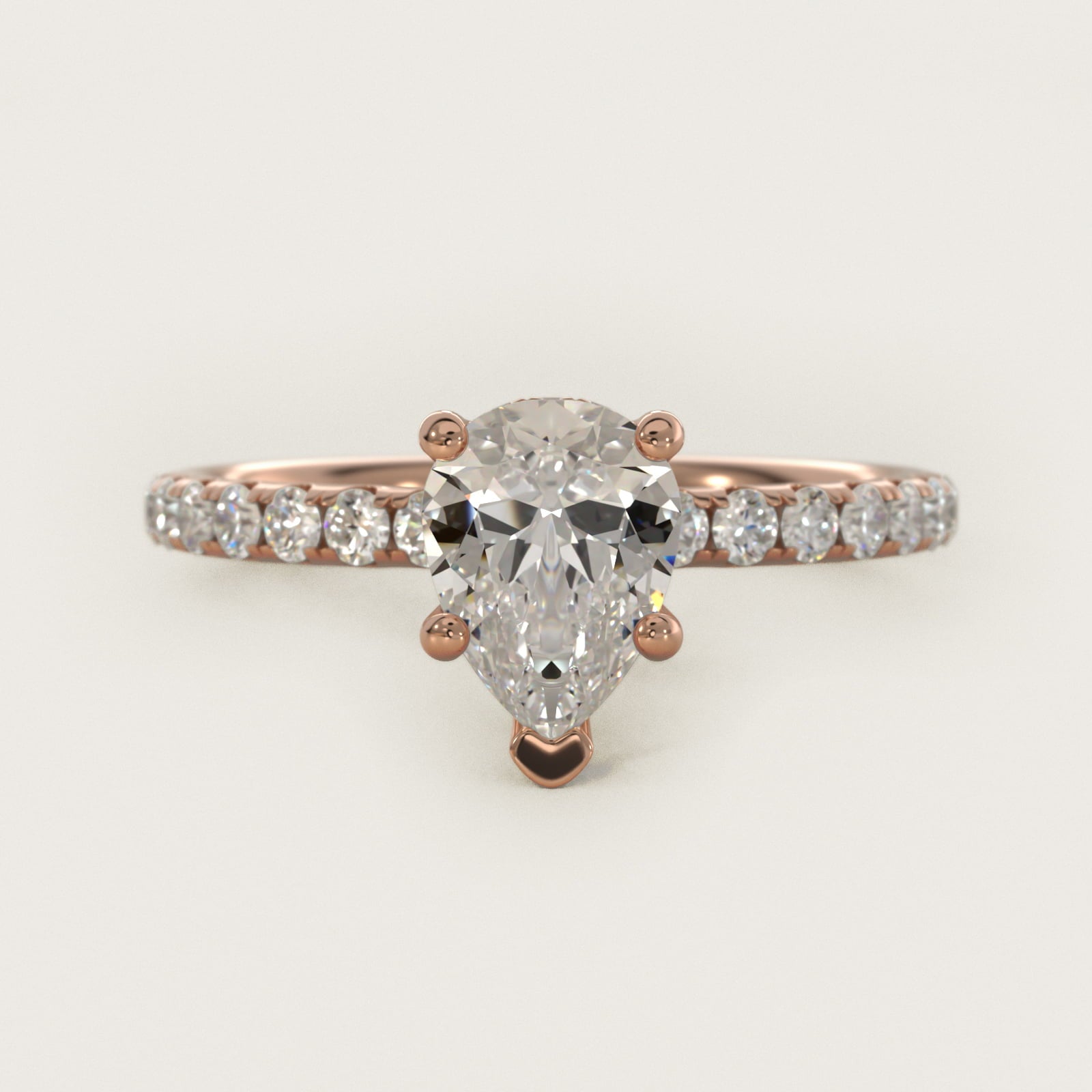 Crown PavŽ Hidden Halo Diamond Engagement Ring In 14K Rose Gold By James Allen - Pear Center