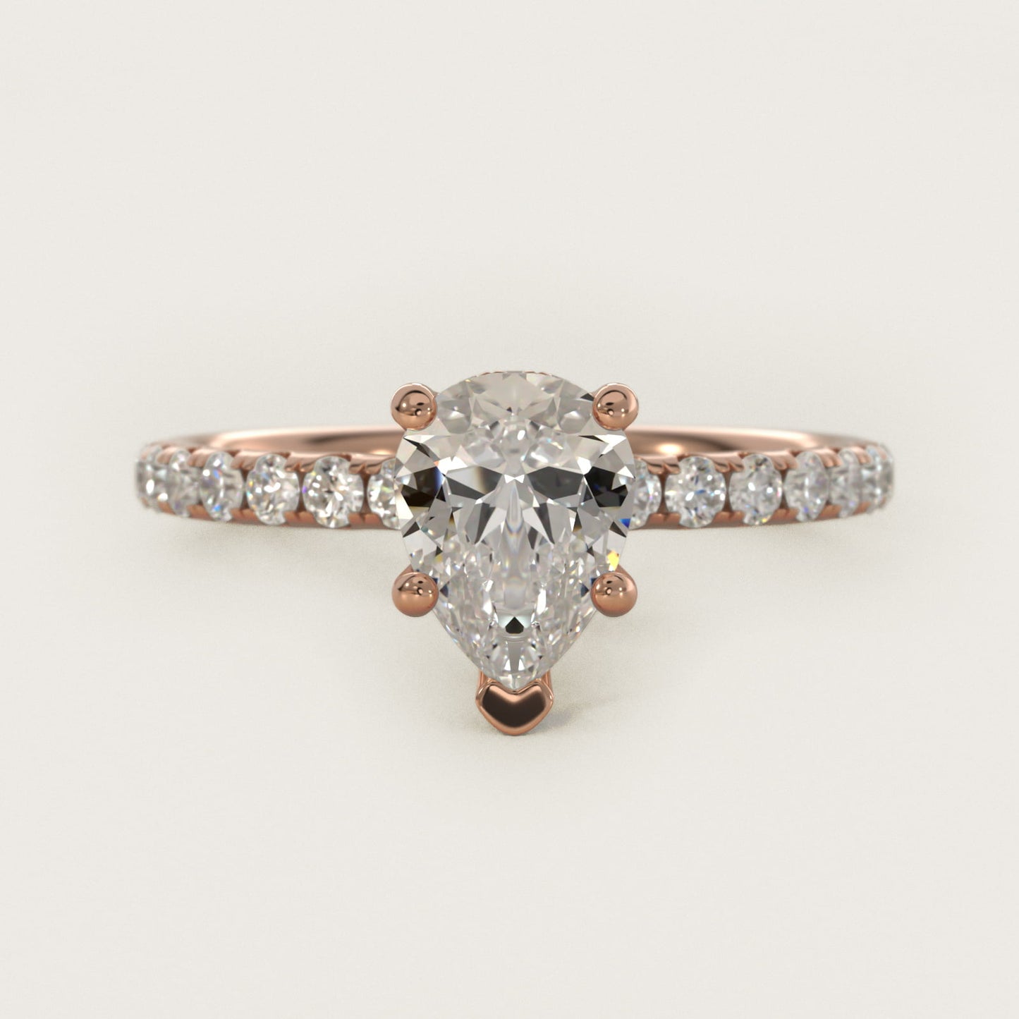 Crown PavŽ Hidden Halo Diamond Engagement Ring In 18k Rose Gold By James Allen - Pear Center