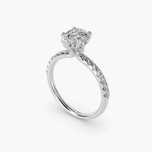 Crown PavŽ Hidden Halo Diamond Engagement Ring In 14K White Gold By James Allen - Pear Center
