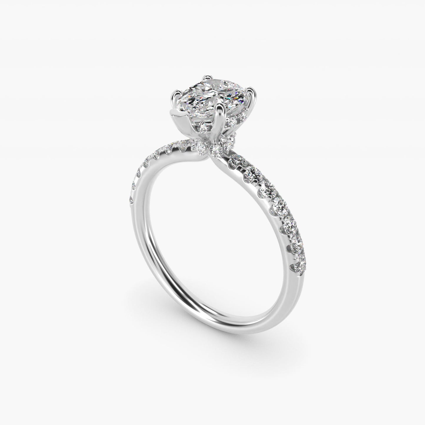 Crown PavŽ Hidden Halo Diamond Engagement Ring In 18k White Gold By James Allen - Pear Center