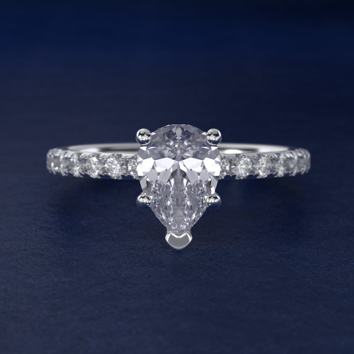 Crown PavŽ Hidden Halo Diamond Engagement Ring In 14K White Gold By James Allen - Pear Center