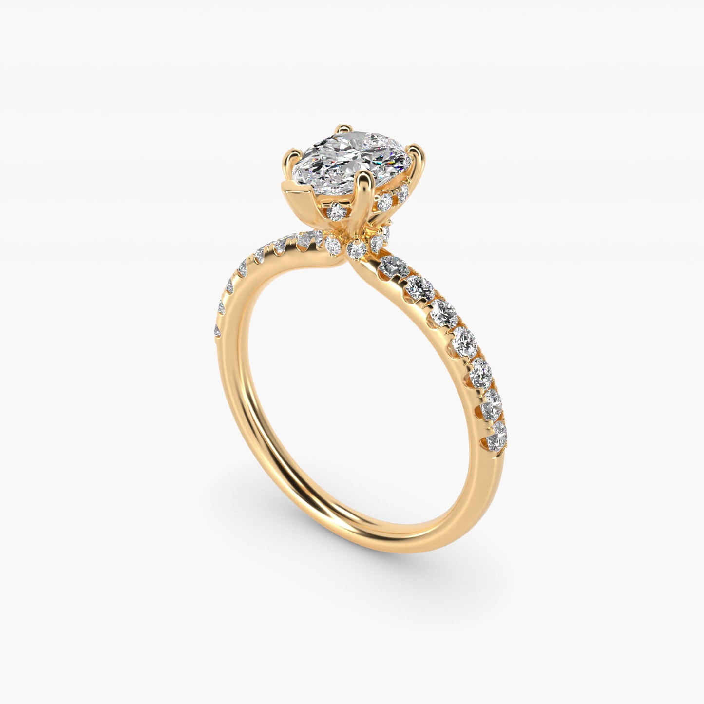 Crown PavŽ Hidden Halo Diamond Engagement Ring In 14K Yellow Gold By James Allen - Pear Center