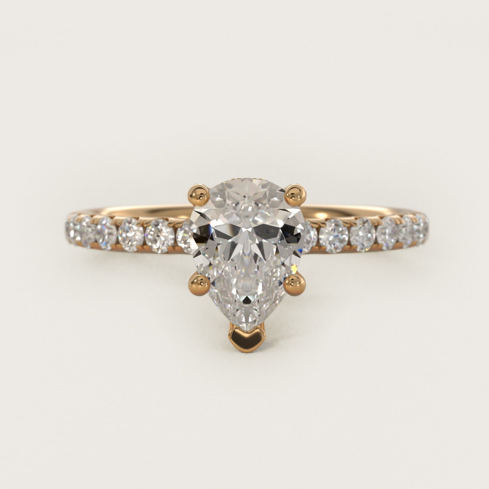 Crown PavŽ Hidden Halo Diamond Engagement Ring In 14K Yellow Gold By James Allen - Pear Center