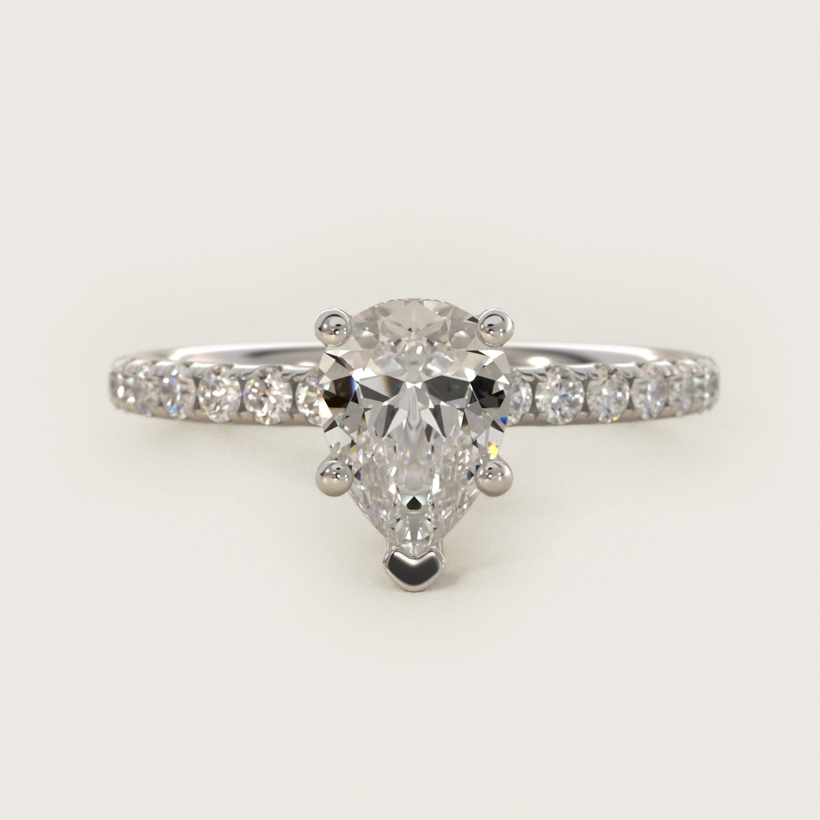 Crown PavŽ Hidden Halo Diamond Engagement Ring In Platinum By James Allen - Pear Center
