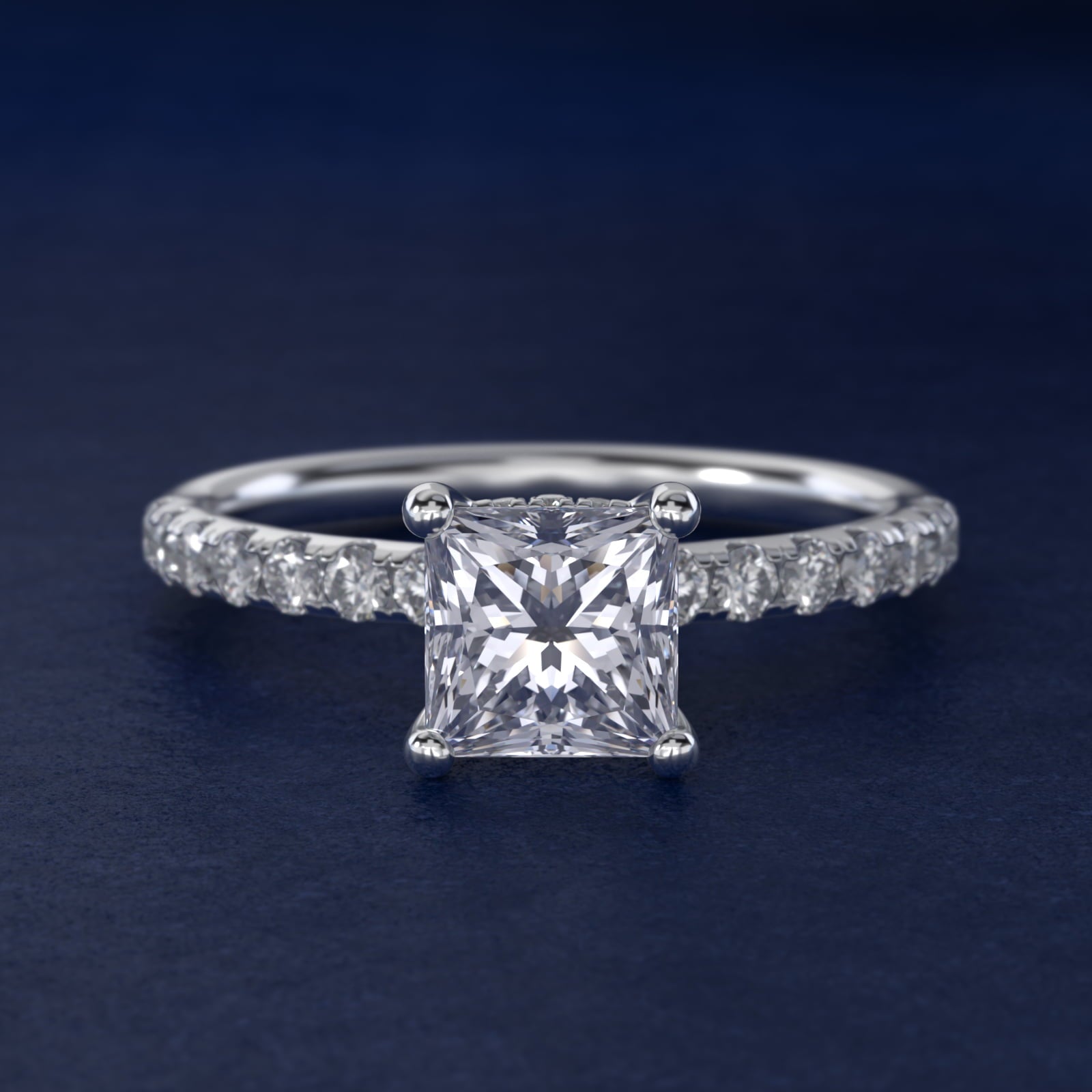 Crown PavŽ Hidden Halo Diamond Engagement Ring In 14K White Gold By James Allen - Princess Center