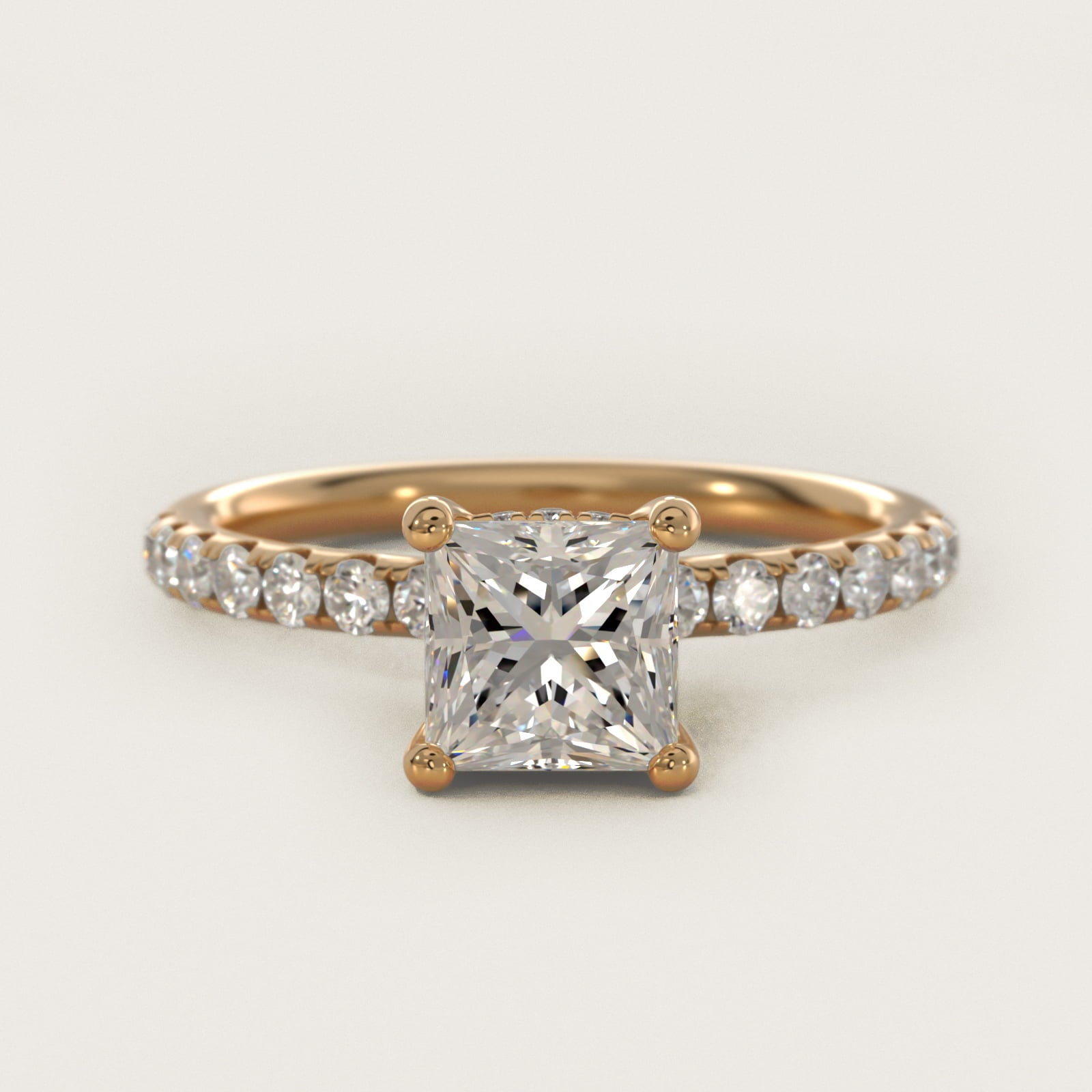Crown PavŽ Hidden Halo Diamond Engagement Ring In 14K Yellow Gold By James Allen - Princess Center