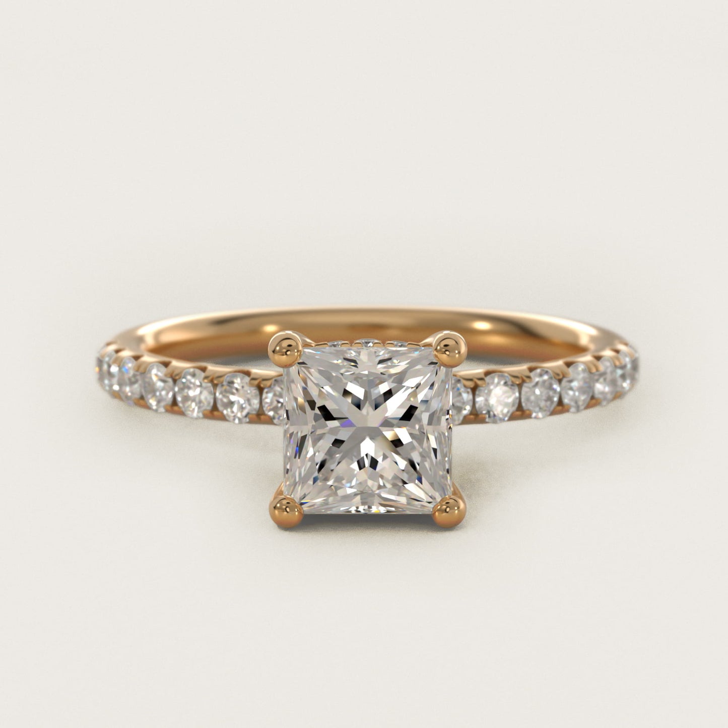 Crown PavŽ Hidden Halo Diamond Engagement Ring In 18k Yellow Gold By James Allen - Princess Center