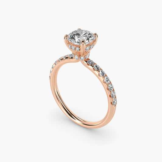 Crown PavŽ Hidden Halo Diamond Engagement Ring In 14K Rose Gold By James Allen - Round Center