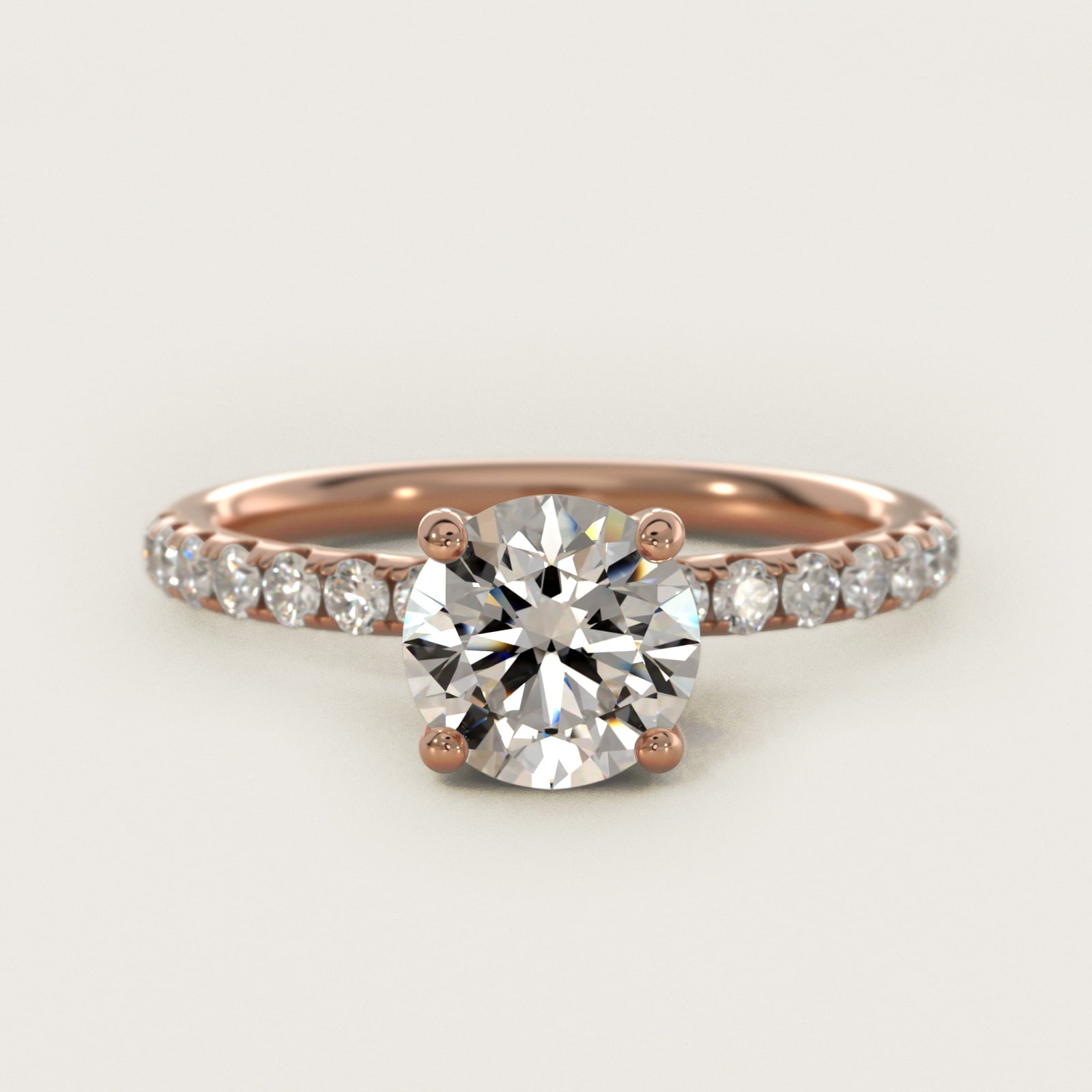 Crown PavŽ Hidden Halo Diamond Engagement Ring In 18k Rose Gold By James Allen - Round Center