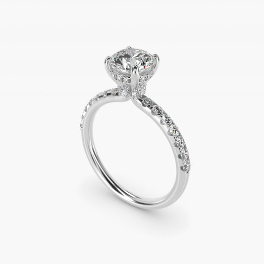Crown PavŽ Hidden Halo Diamond Engagement Ring In 18k White Gold By James Allen - Round Center