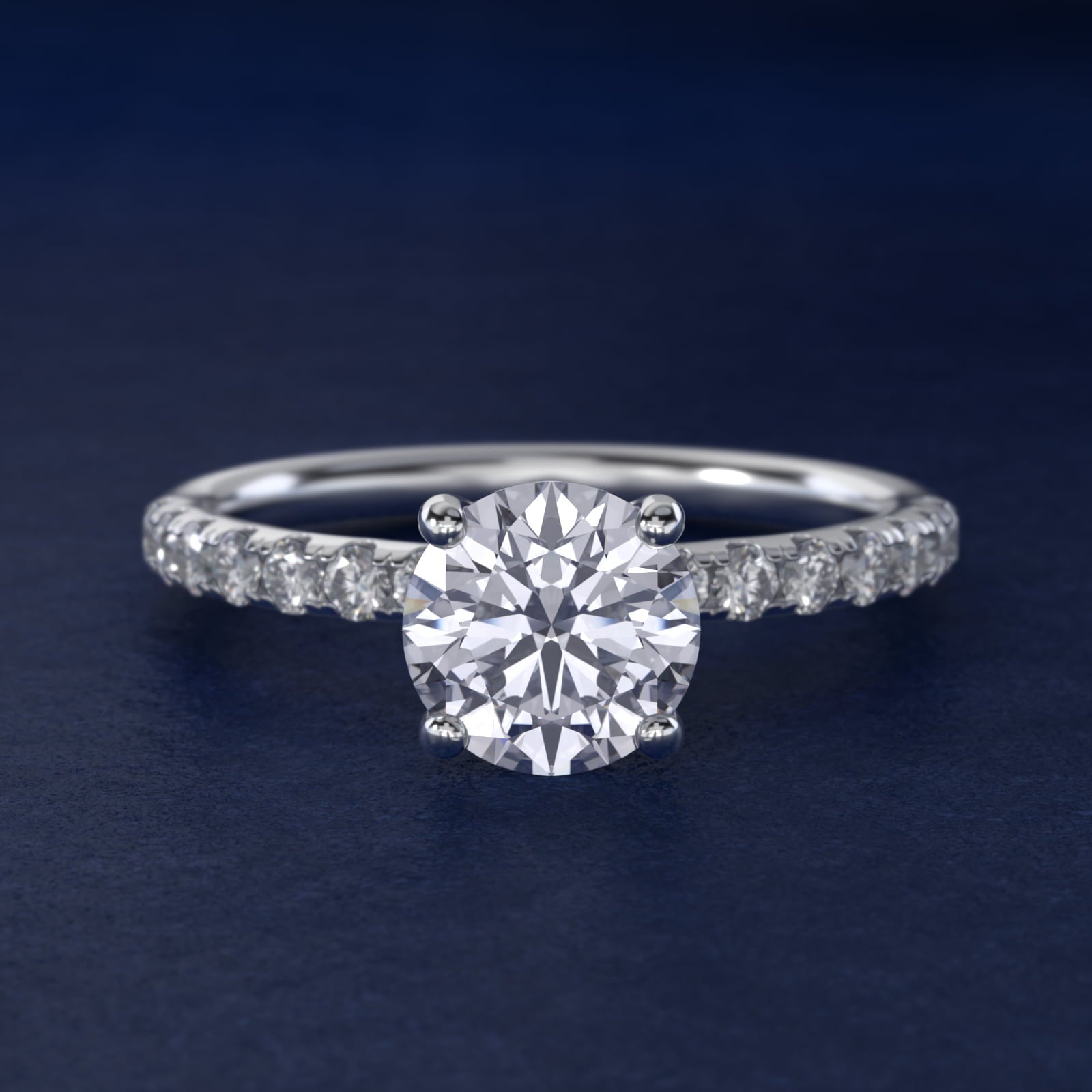 Crown PavŽ Hidden Halo Diamond Engagement Ring In 14K White Gold By James Allen - Round Center
