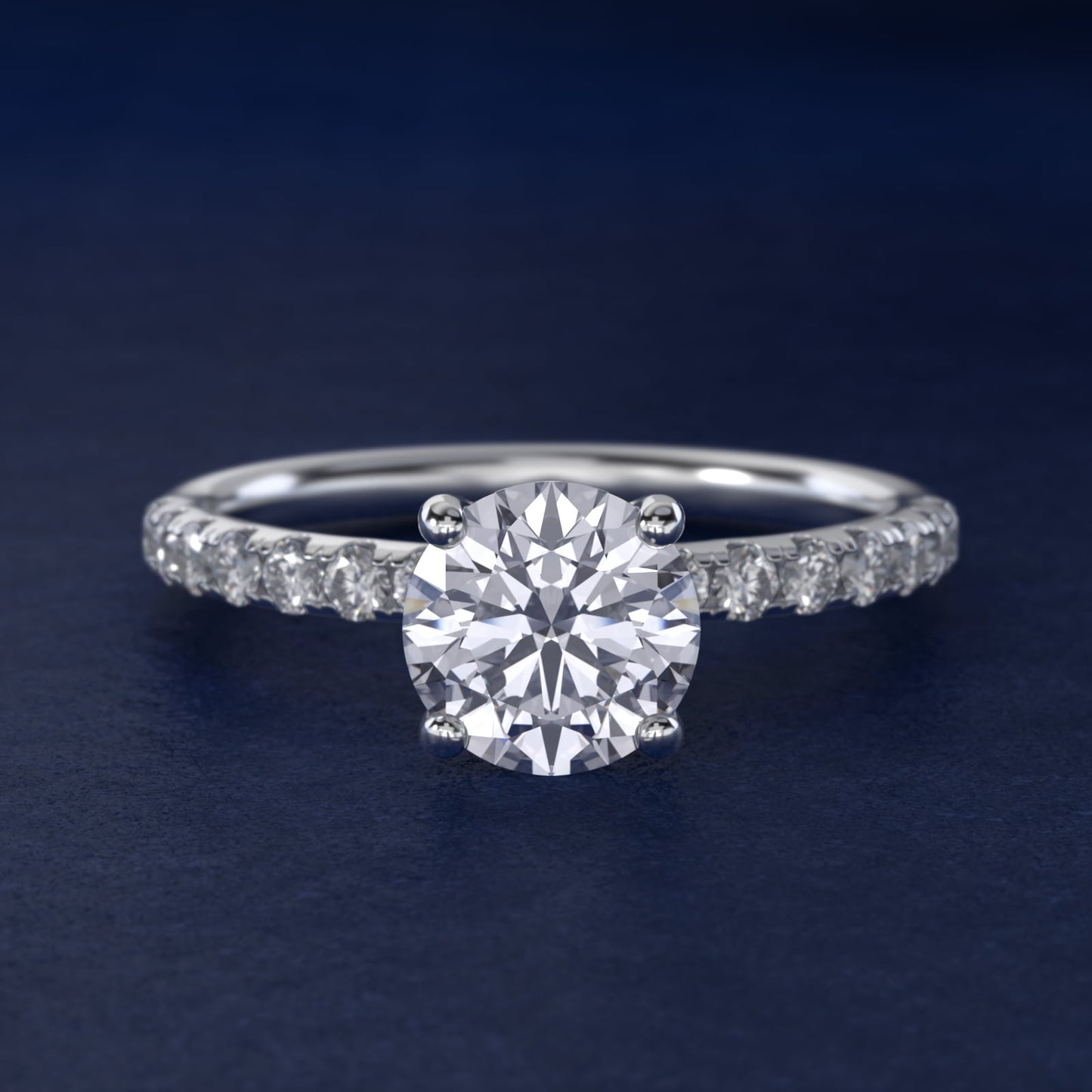 Crown PavŽ Hidden Halo Diamond Engagement Ring In 18k White Gold By James Allen - Round Center