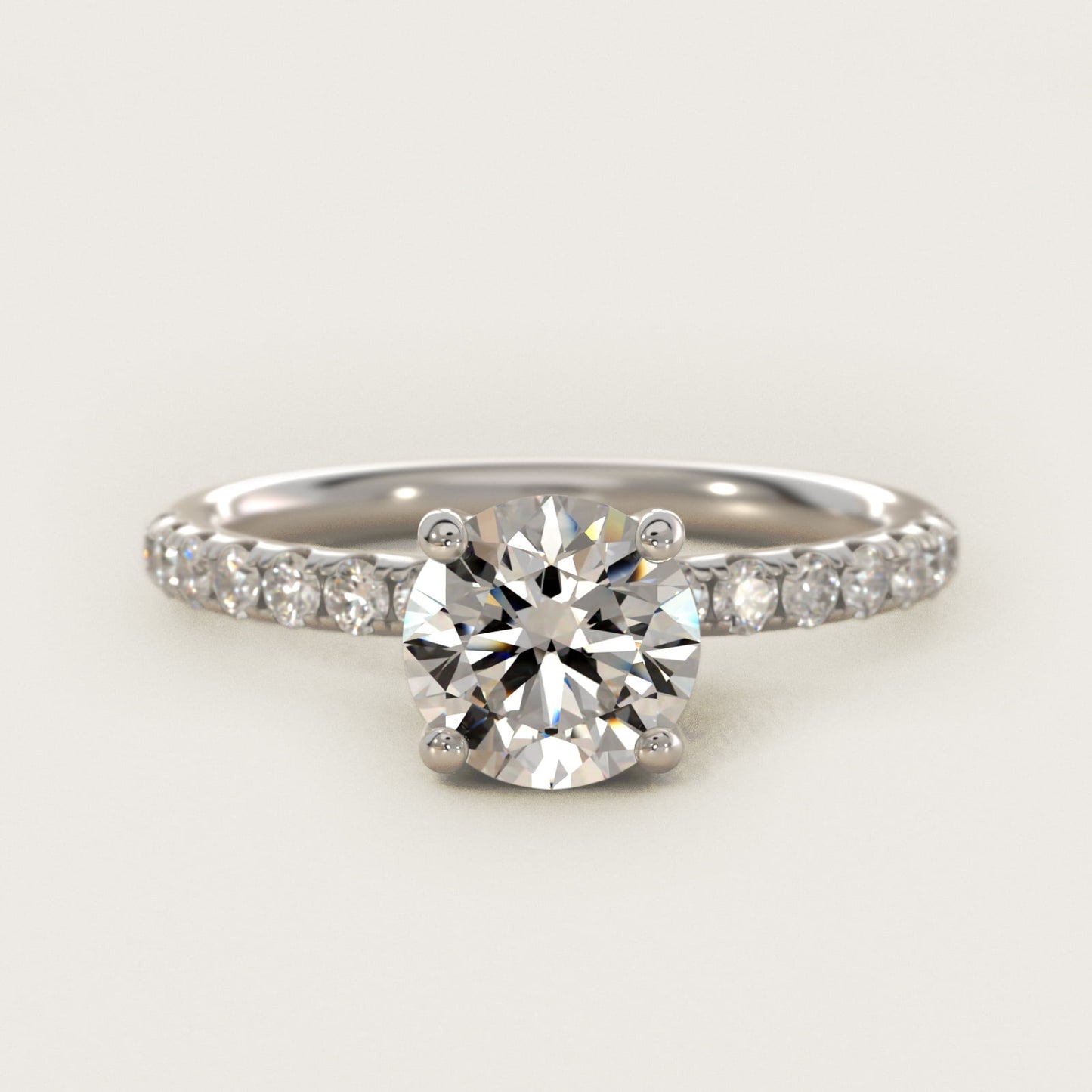 Crown PavŽ Hidden Halo Diamond Engagement Ring In 14K White Gold By James Allen - Round Center