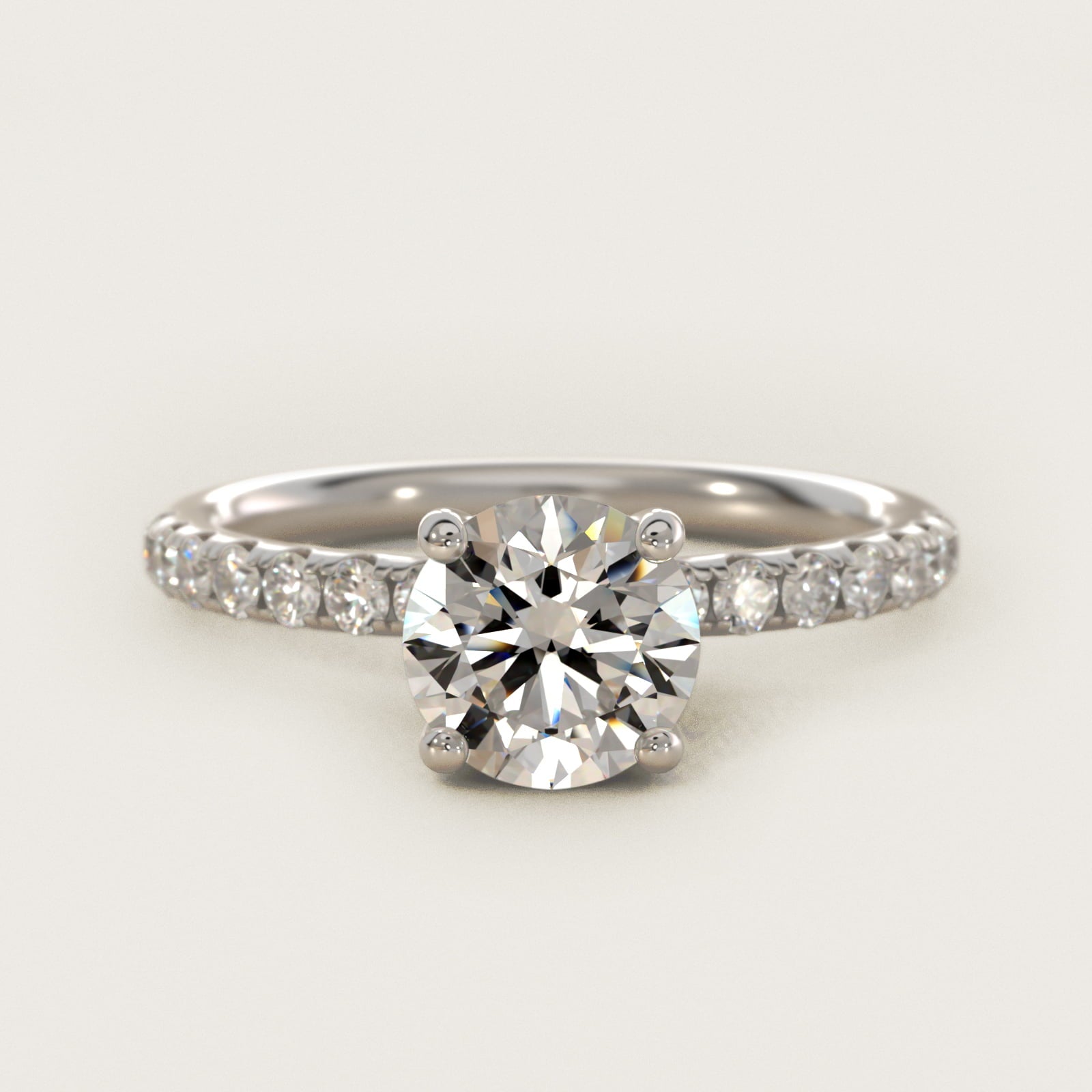Crown PavŽ Hidden Halo Diamond Engagement Ring In 18k White Gold By James Allen - Round Center
