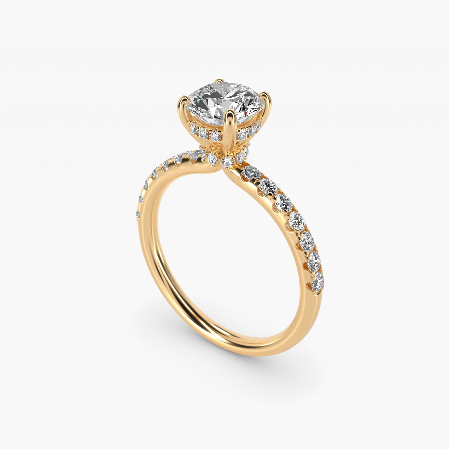 Crown PavŽ Hidden Halo Diamond Engagement Ring In 14K Yellow Gold By James Allen - Round Center