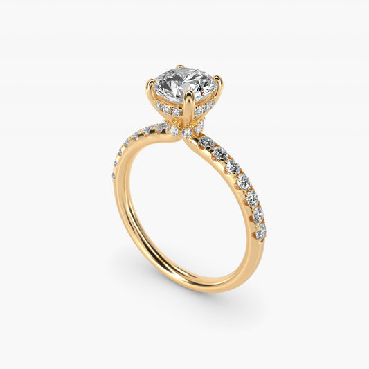 Crown PavŽ Hidden Halo Diamond Engagement Ring In 18k Yellow Gold By James Allen - Round Center