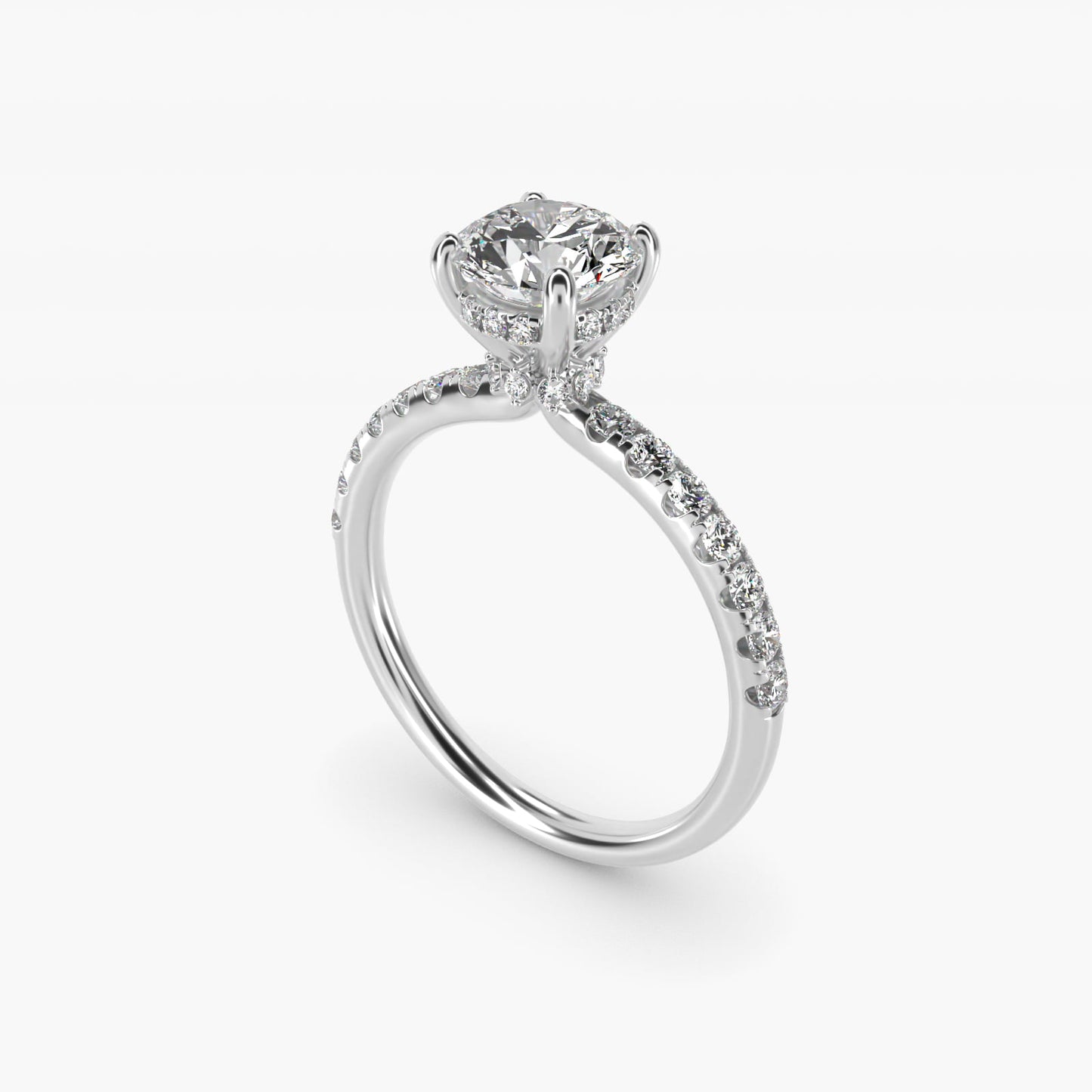 Crown PavŽ Hidden Halo Diamond Engagement Ring In Platinum By James Allen - Round Center