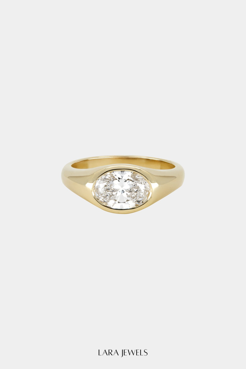 Insignia Oval Diamond Ring 18K Yellow Gold - Front view