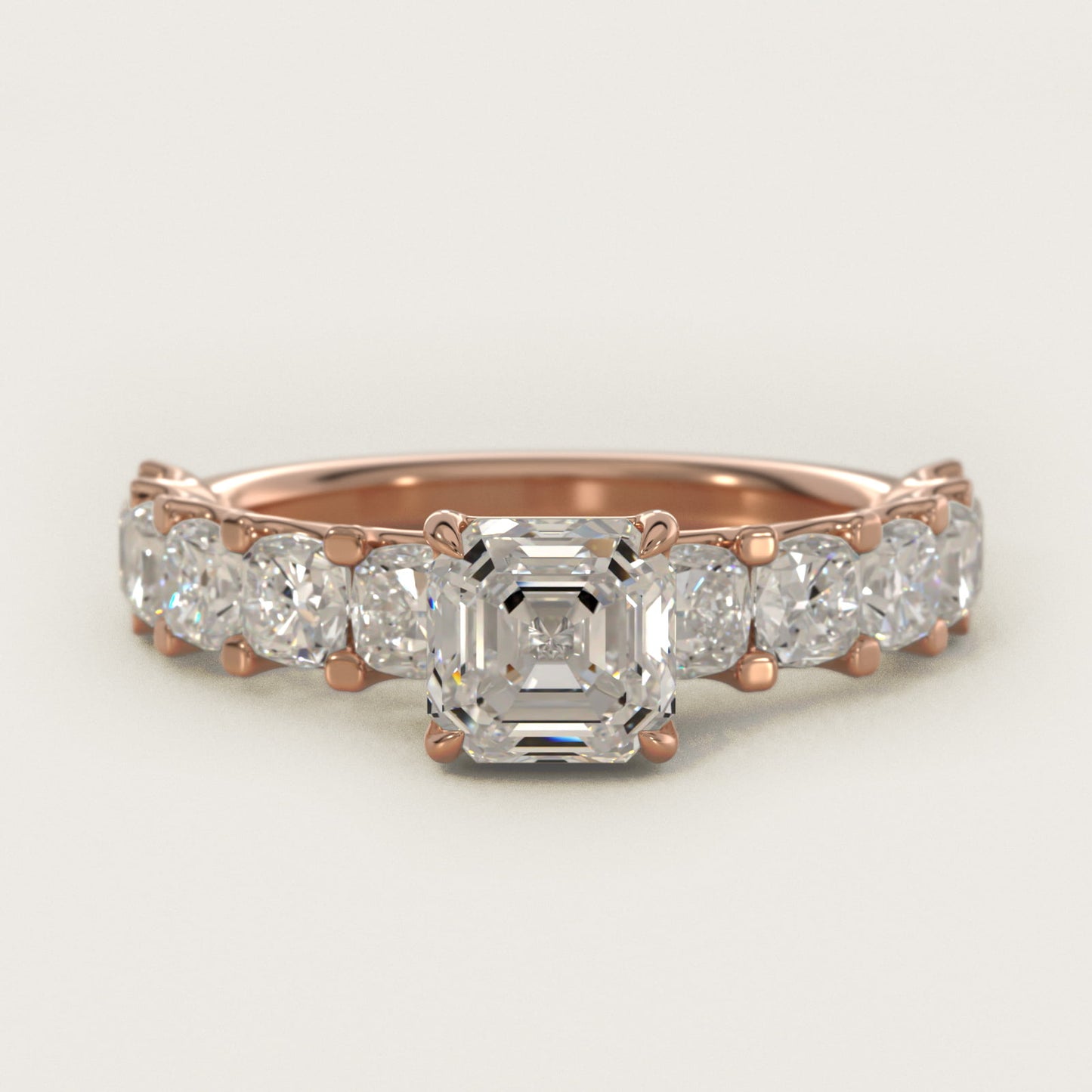 Cushion-Cut Diamond Engagement Ring in 14k Rose Gold - Asscher Center
