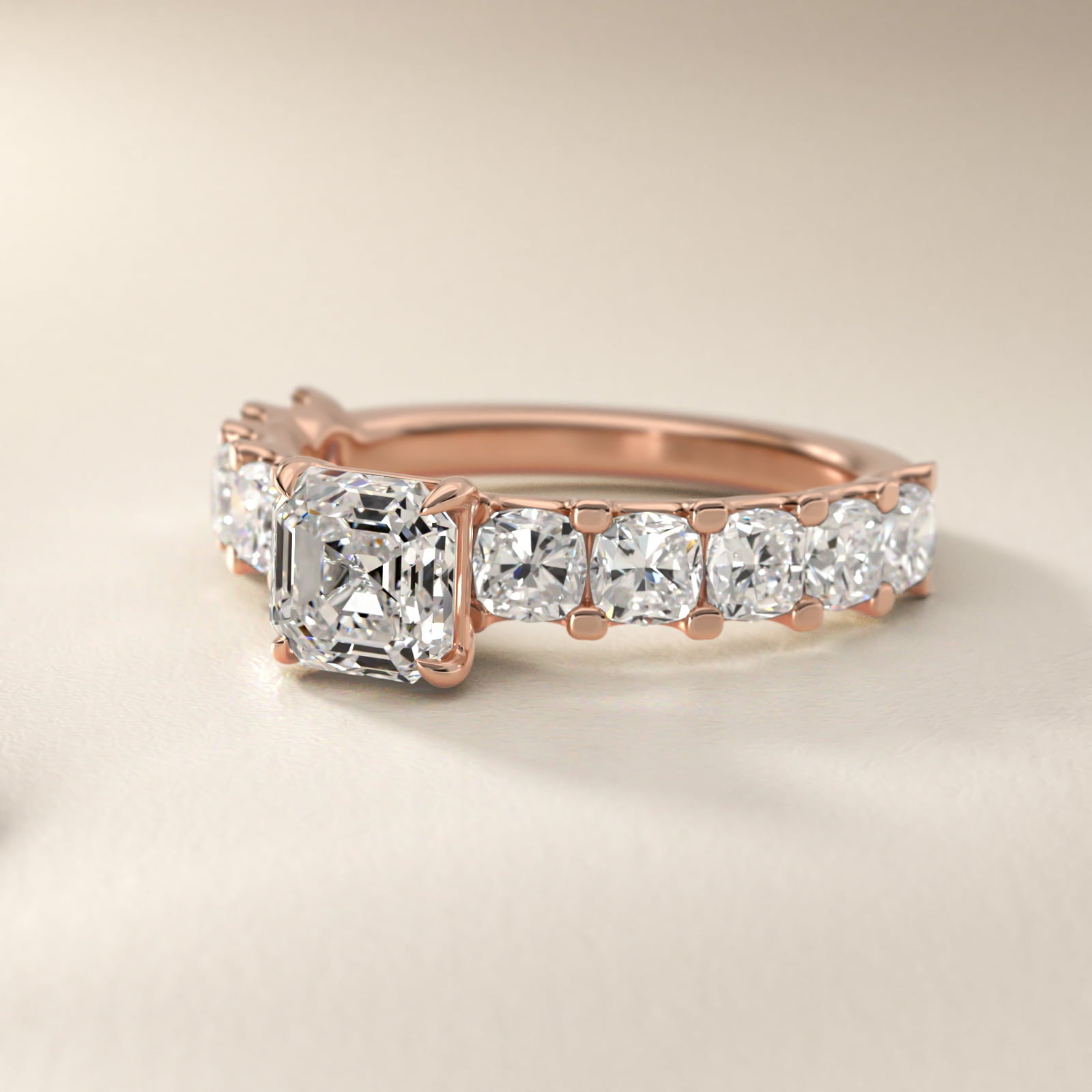 Cushion-Cut Diamond Engagement Ring in 14k Rose Gold - Asscher Center