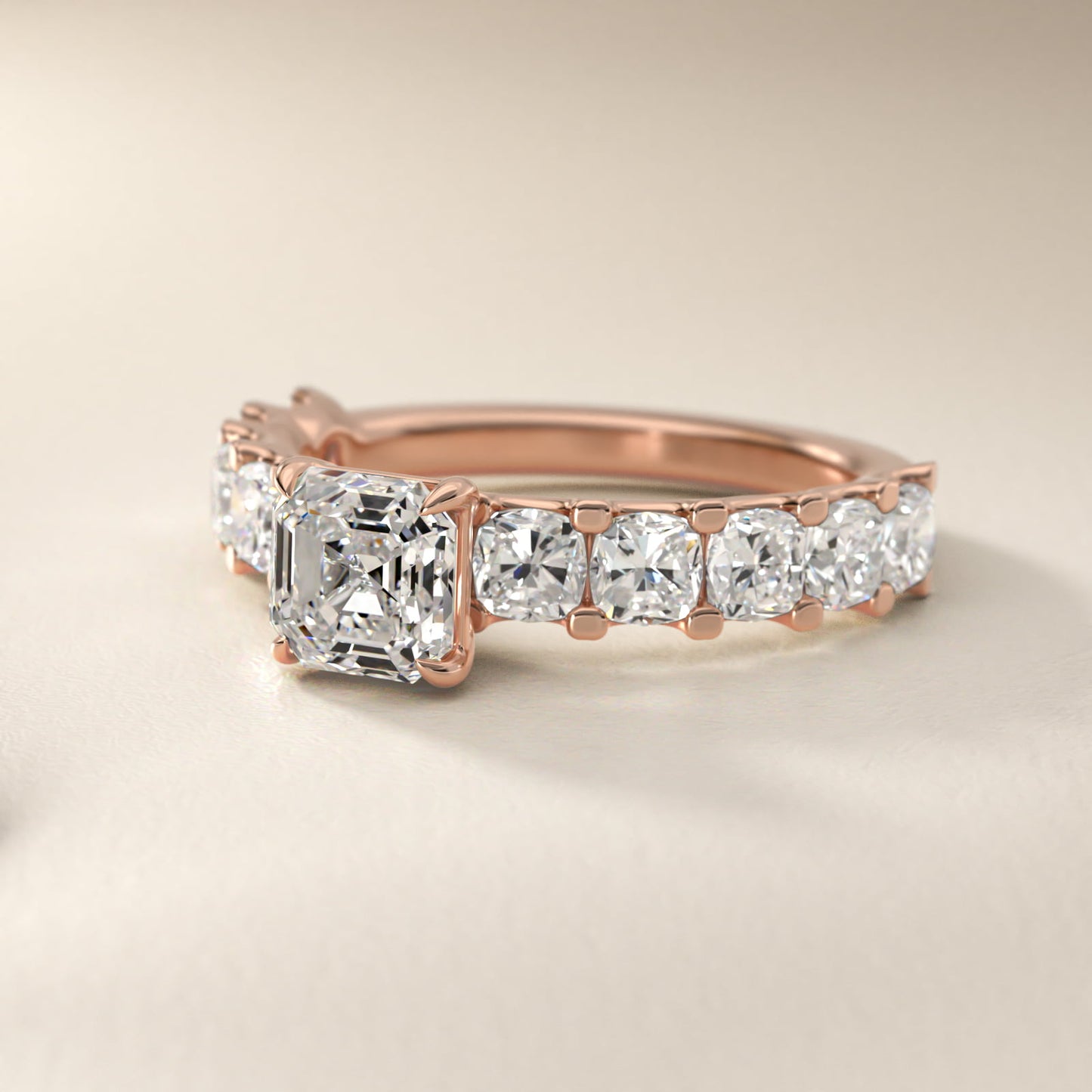 Cushion-Cut Diamond Engagement Ring in 18k Rose Gold - Asscher Center