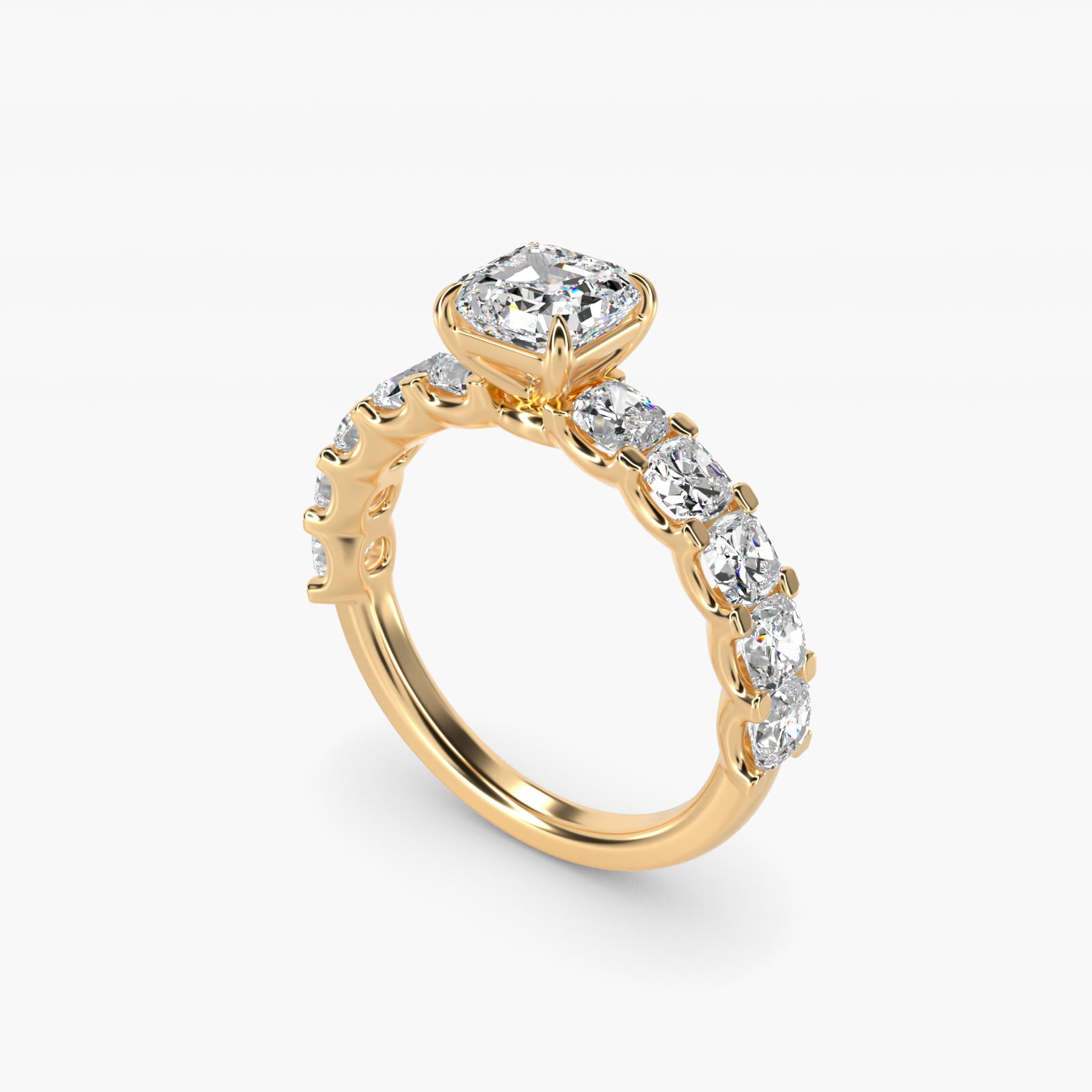 Cushion-Cut Diamond Engagement Ring in 18k Yellow Gold - Asscher Center